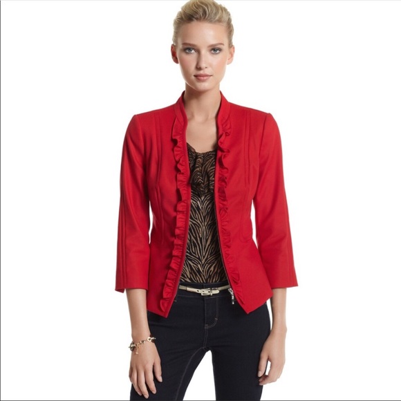 Market Red Ruffle Blazer Jacket | Poshmark